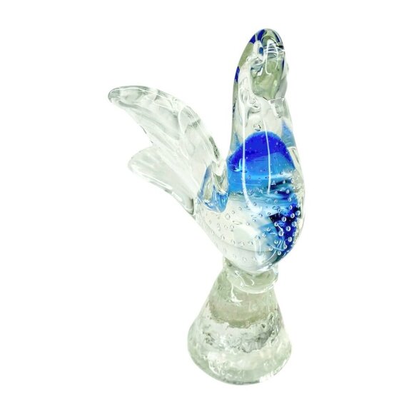 Murano Hand-Blown Glass Dove Bird Figurine Decor Controlled Bubbles Paperweight - Picture 9 of 10